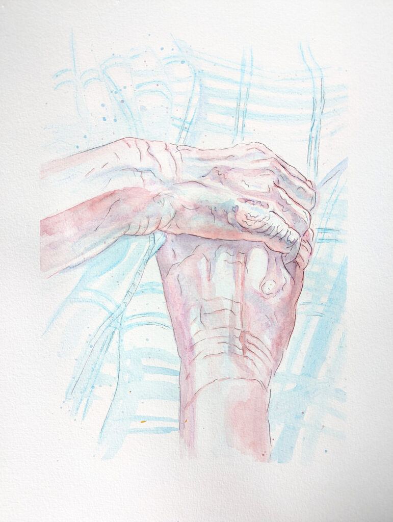 holding hands watercolor